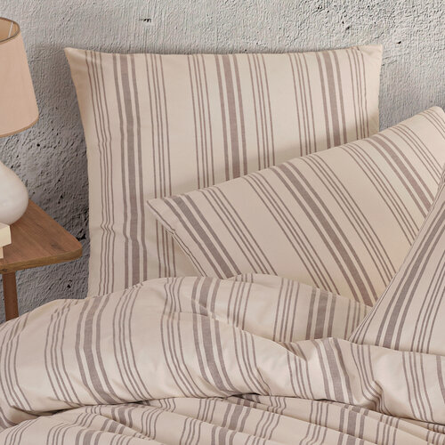 Lenjerie de pat din bumbac 4Home Stripe culoare taupe , 140 x 200 cm, 70 x 90 cm