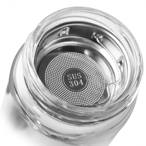 Orion Glasflasche mit Sieb, 0,45 l