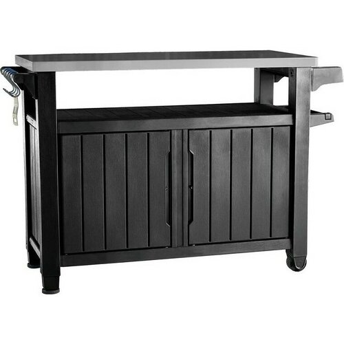 Keter Multifunkční zahradní grilovací stolek UNITY XL 270l grafit, 134 x 52 x 90 cm