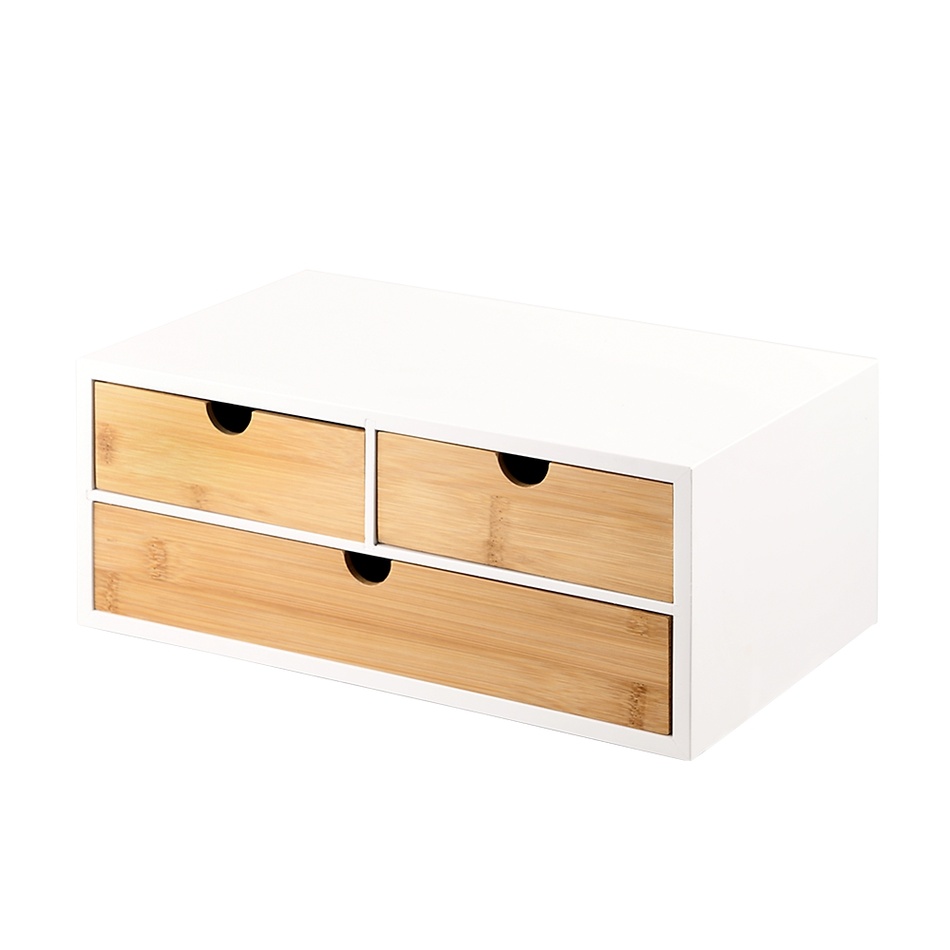 Kesper 58956 Organizer z 3 przegródkami bambusowy, 33 x 21 x 14 cm