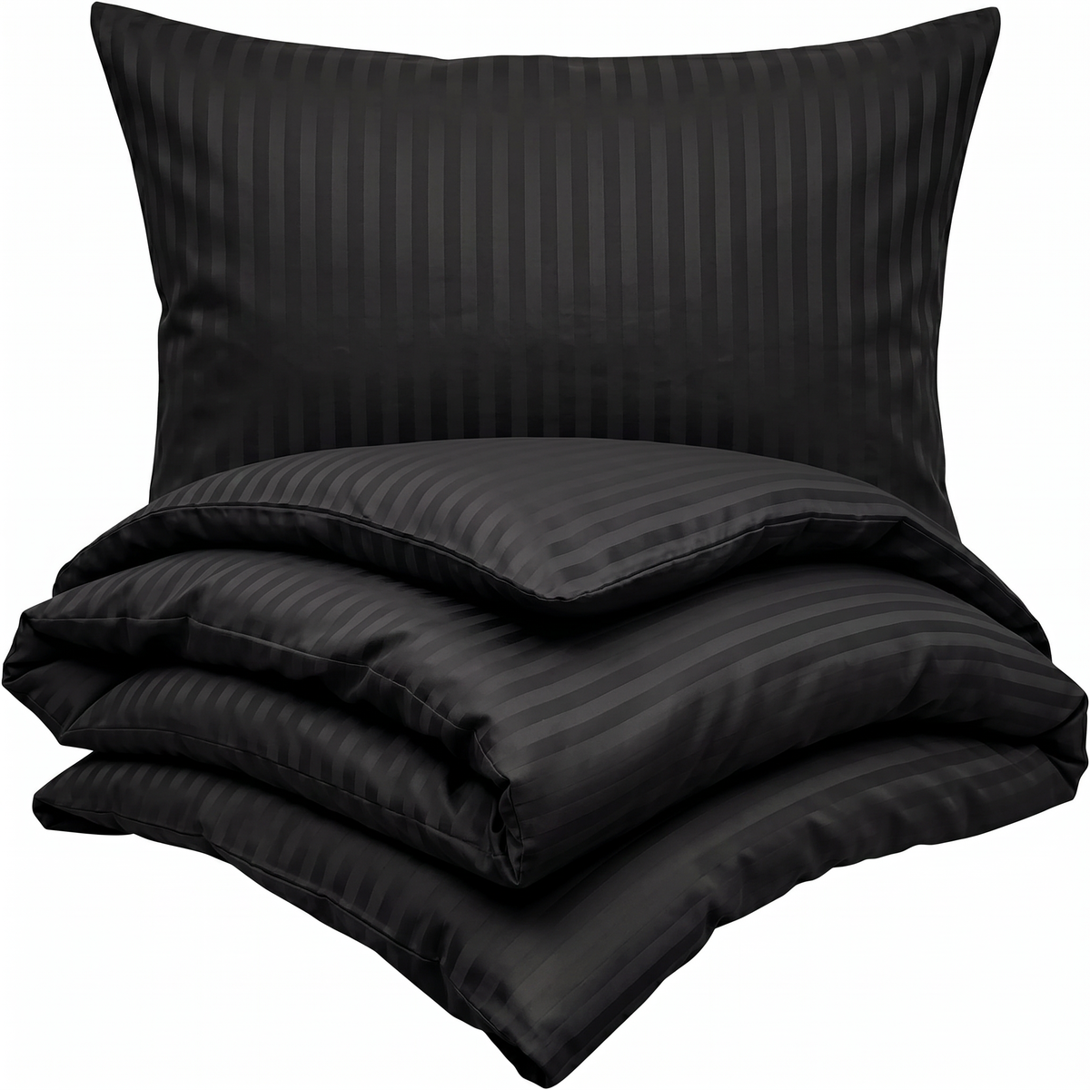 Kvalitex Saténové povlečení Stripe černá, 140 x 200 cm, 70 x 90 cm