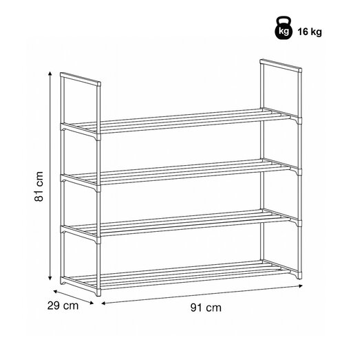 Półka na buty GD-406 BK, metal, czarny