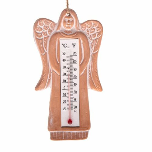 Keramický teploměr anděl Suzane, hnědá, v. 18 cm