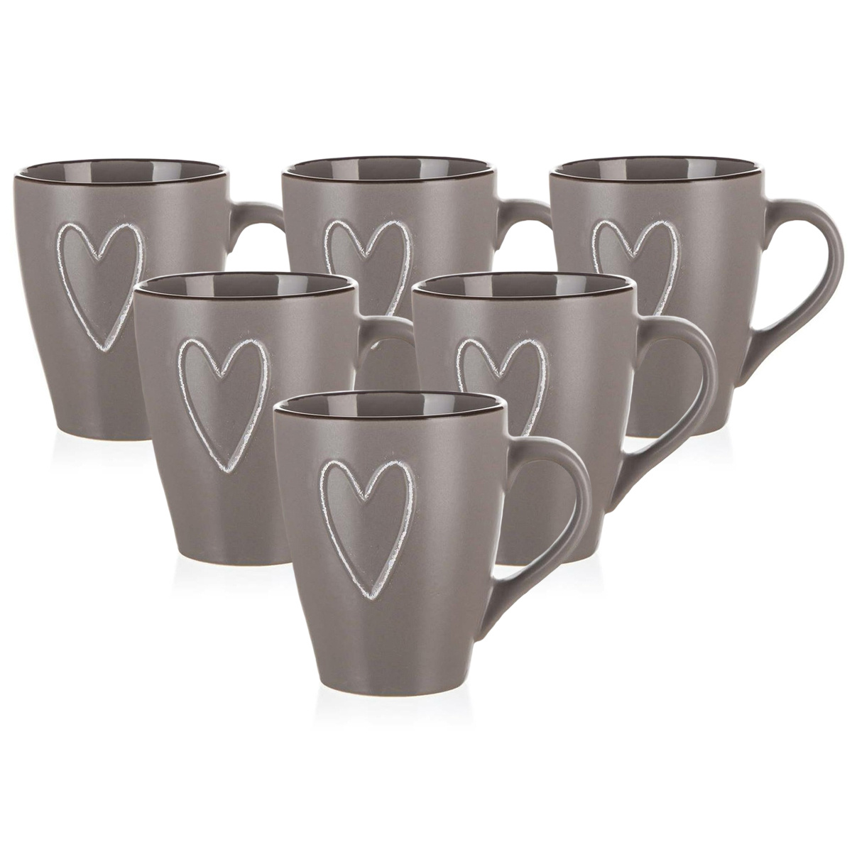 Cană ceramică Banquet HEART 310 ml,6 buc., maro