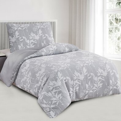 Jacquard-Bettwäsche Alabama grau, 140 x 200 cm, 70 x 90 cm