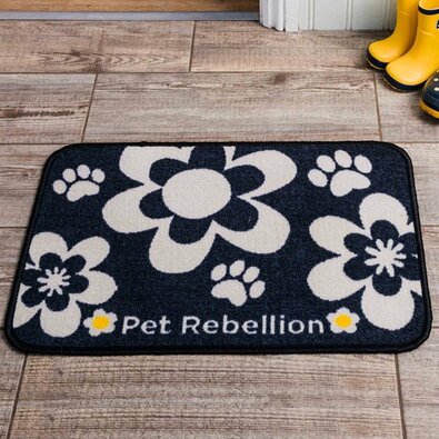 PET REBELLION Dinner Mate Flowers BlackKobereček pod misku, 40 x 60 cm