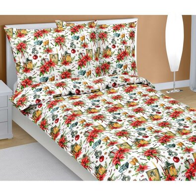 Bellatex Świąteczna pościel bawełniana Gwiazda, 140 x 200 cm, 70 x 90 cm