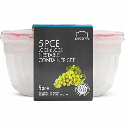 LOCKnLOCK Set de recipiente pentru alimente Lockrotunde, 5 buc.