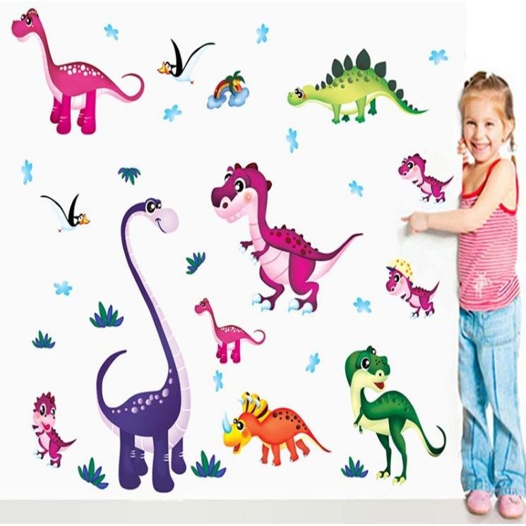 Samolepiaca dekorácia Farebné dinosaury