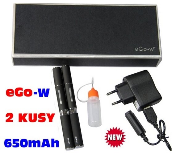 Elektronická cigareta eGo-W 650mAh, 2ks, černá, 1,4 x 13,5 cm