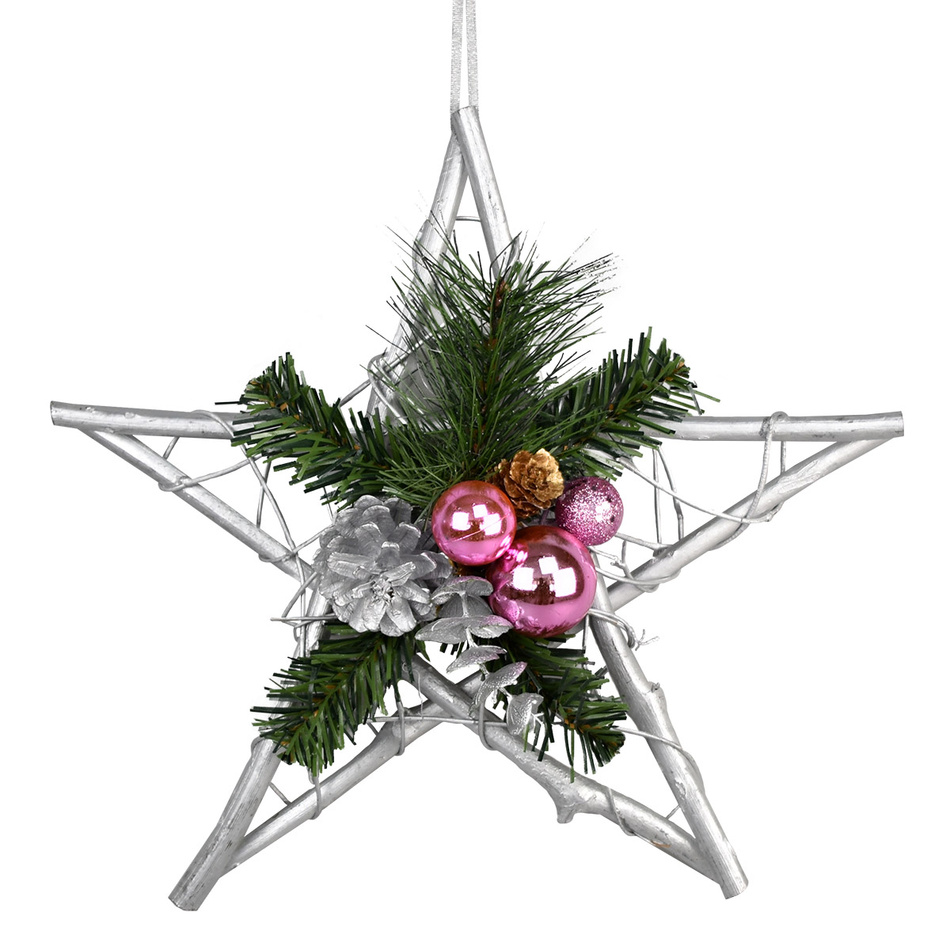 Esfera karácsonyi fonott csillag, rózsaszín, 30 cm