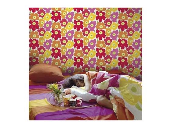 Marimekko Tapeta Pieni Unikko 0,7 x 10 m, červená