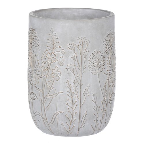 Beton-Übertopf Wiesenblumen, grau, 19 x 25 cm