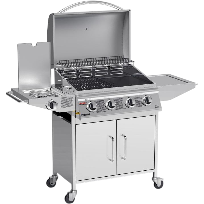 Avenberg Plynový nerezový BBQ gril s bočním hořákem Vermont, 136 x 53 x 105,5 cm