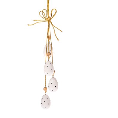 Дерев'яні підвісні яйця, білі, 4 шт.