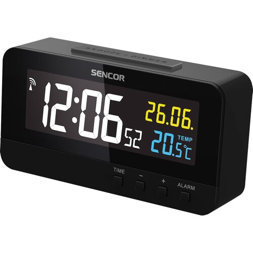 Sencor SDC 4800 B Uhr mit Wecker und Thermometer, Schwarz