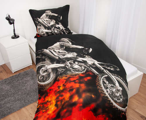 Lenjerie de pat din bumbac Herding Motorcycle, 135x 200 cm, 80 x 80 cm