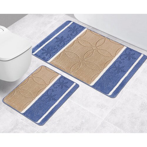 Bellatex Komplet kopalni predpražnikov brez izrezaBany Ornament bež, 60 x 100 cm, 60 x 50 cm