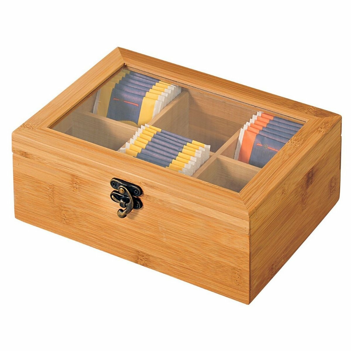 Kesper 58902 Teaszervező bambusz, 6 rekeszes, 21,5x 15 x 8,5 cm, 21,5 x 15 x 8,5 cm