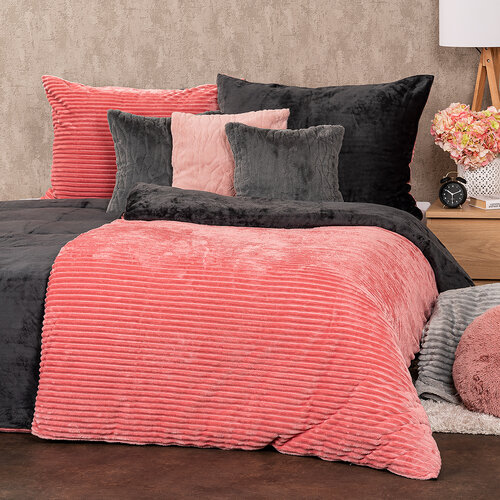 Lenjerie de pat din micro-flanelă 4Home Stripe, roz, 140 x 200 cm, 70 x 90 cm