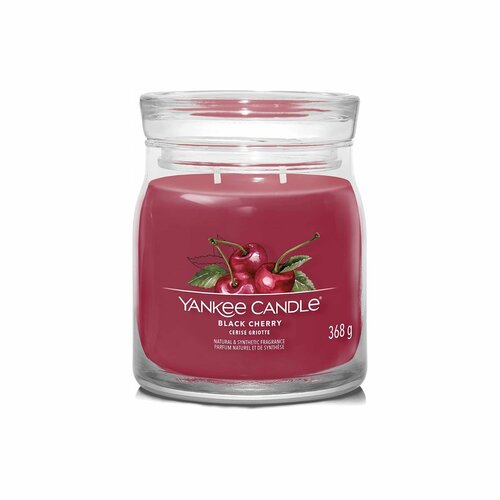 Yankee Candle ароматична свічка Signatureу склі середнього розміру Black Cherry, 368 г