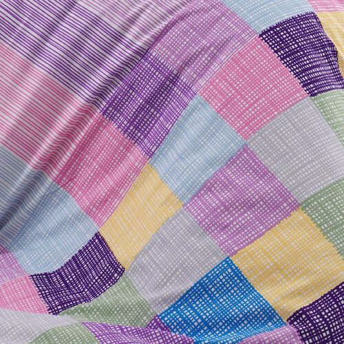 Bavlnené obliečky Karo fialová, 140 x 200 cm, 70 x 90 cm