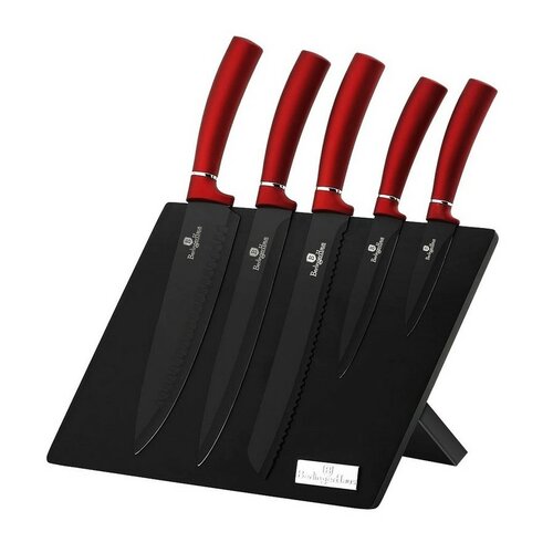 Berlinger Haus 6-dielna sada nožov s magnetickým stojanom Burgundy Metallic Line