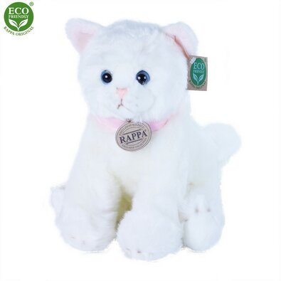 Rappa Plyšová mačka sediaca biela, 25 cm