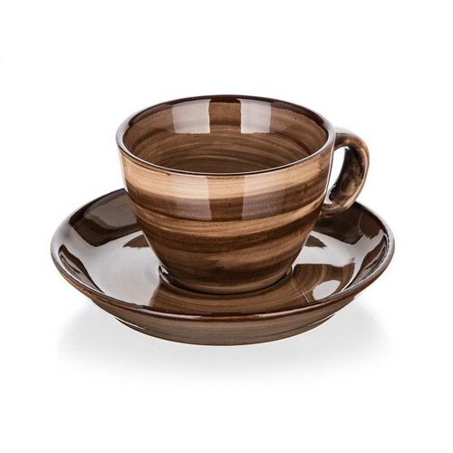 Banquet 6-delni set skodelic s podstavkom PALAS,90 ml, rjava