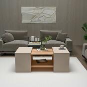 Súprava konferenčných stolíkov Sartos Beige and Atlantic Pine, 3 ks