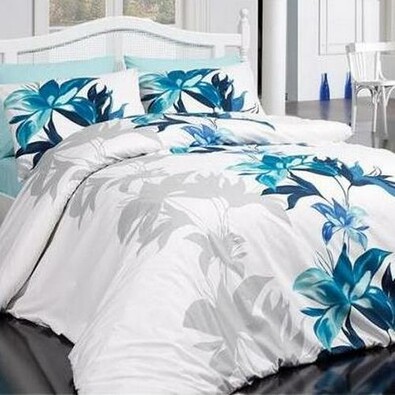 Pościel bawełniana Tuval niebieski, 140 x 220 cm, 70 x 90 cm