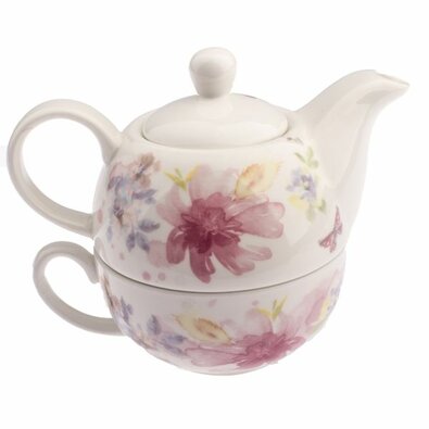 Porcelanska čajnik s skodelico Flower, 400 ml