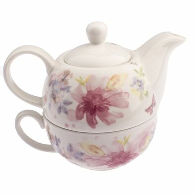 Porzellankanne mit Tasse Flower, 400 ml