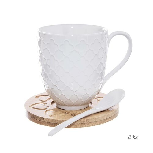 Orion Набір з порцелянової чашки з костером і ложкою Bambu, 2 шт.