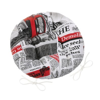 Sedák Ema okrúhly prešívaný Noviny červená, 40 cm