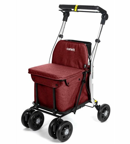Carlett Senior Comfort Pre nákupná taška na kolieskach, brzda, sedák, rubínová, 36L