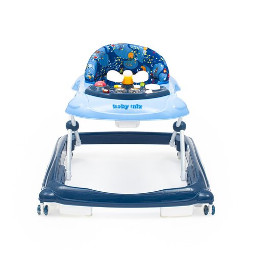 Baby Mix Walker pentru copii cu volan și roți dinsilicon, albastru închis, 50 x 44 x 50 cm