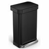 Simplehuman Coș dreptunghiular cu pedală cubuzunar pentru sac 45 l, negru