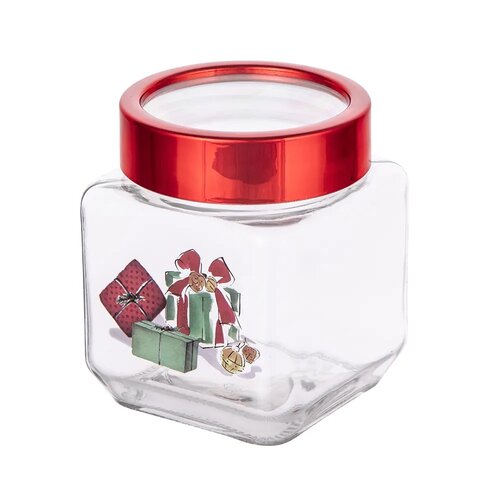 Altom Świąteczny szklany pojemnik Christmas Gifts500 ml, 9 x 9 x 11 cm