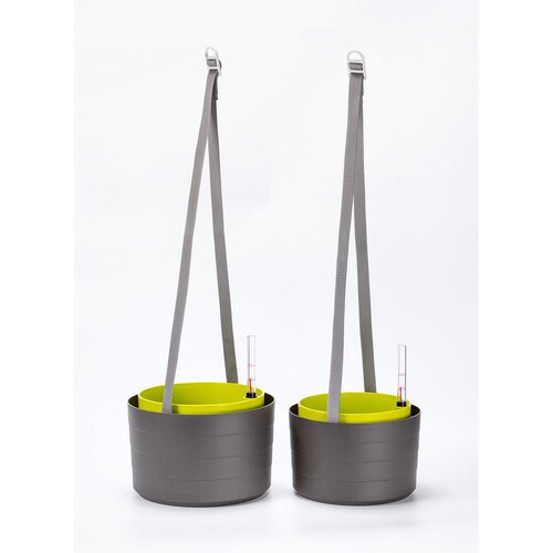 Plastia Підвісний горщик для квітів з автополивом Berberis антрацит + зелений, діам. 30 см