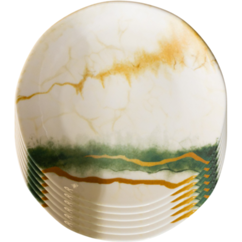 Set de 6 farfurii de desert și 1 farfurie deservit Emerald