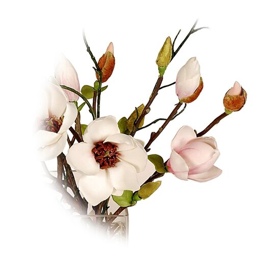 Sztuczna Magnolia w szklanym wazonie, 33 cm