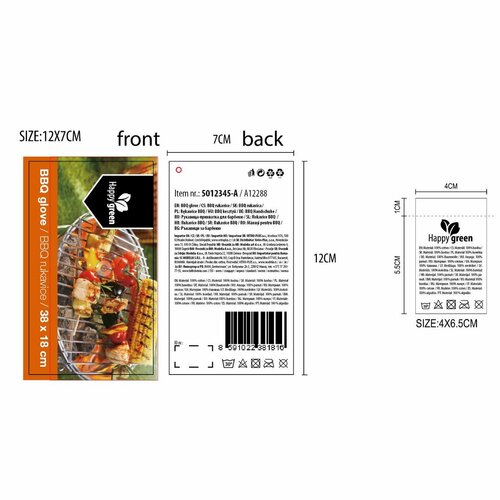 Happy Green Grilling Gloves BBQ, black