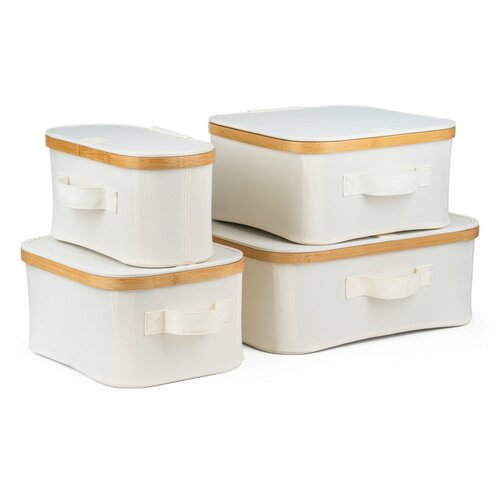 Úložný box G21 24 x 30 x 15 cm, bambusový s vekom, béžová