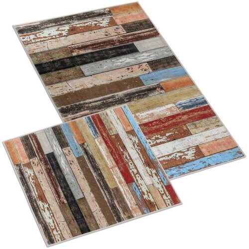 Bellatex Badematten-Set ohne Ausschnitt Holzboden, 60 x 100 cm, 60 x 50 cm