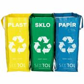 Sixtol Saci pentru sortarea deșeurilor SORT EASY 3SLIM, 18 x 30 x 40 cm, 3 x 22 l, 3 buc.