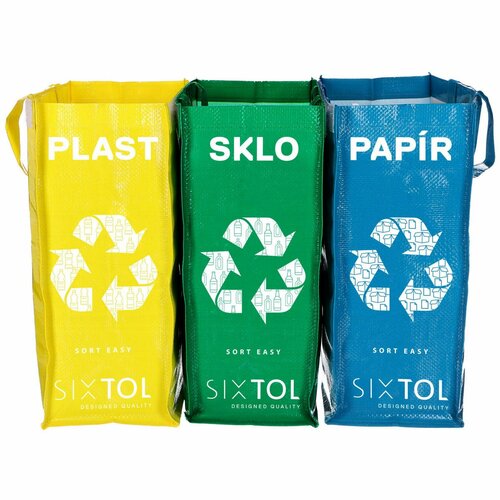 Sixtol Saci pentru deșeuri sortate SORT EASY 3 SLIM , 18 x 30 x 40 cm, 3 x 22 l, 3 buc