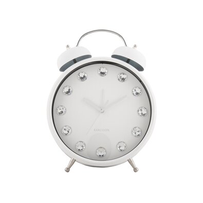 Karlsson 6019WH dizajnové stolové hodiny/budíkbiely, priemer 30 cm