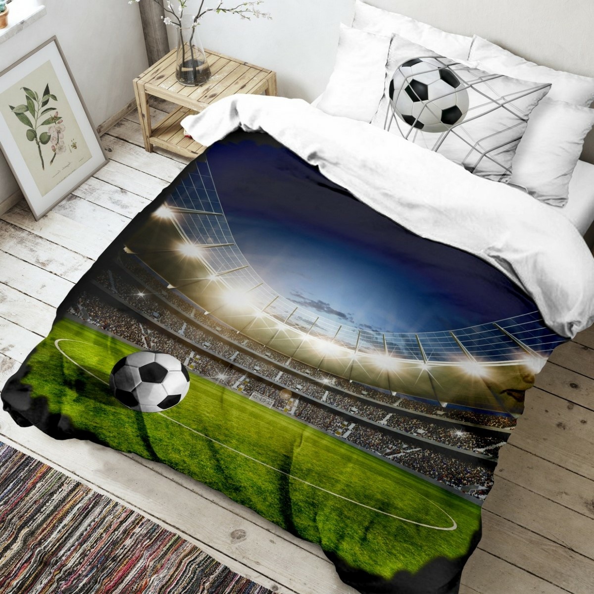 Poza Lenjerie de pat din bumbac Fotbal3D, 140 x 200 cm, 70 x 90 cm