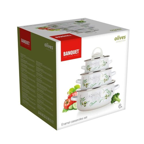 Banquet Set de 6 piese de vase smălțuite Olives